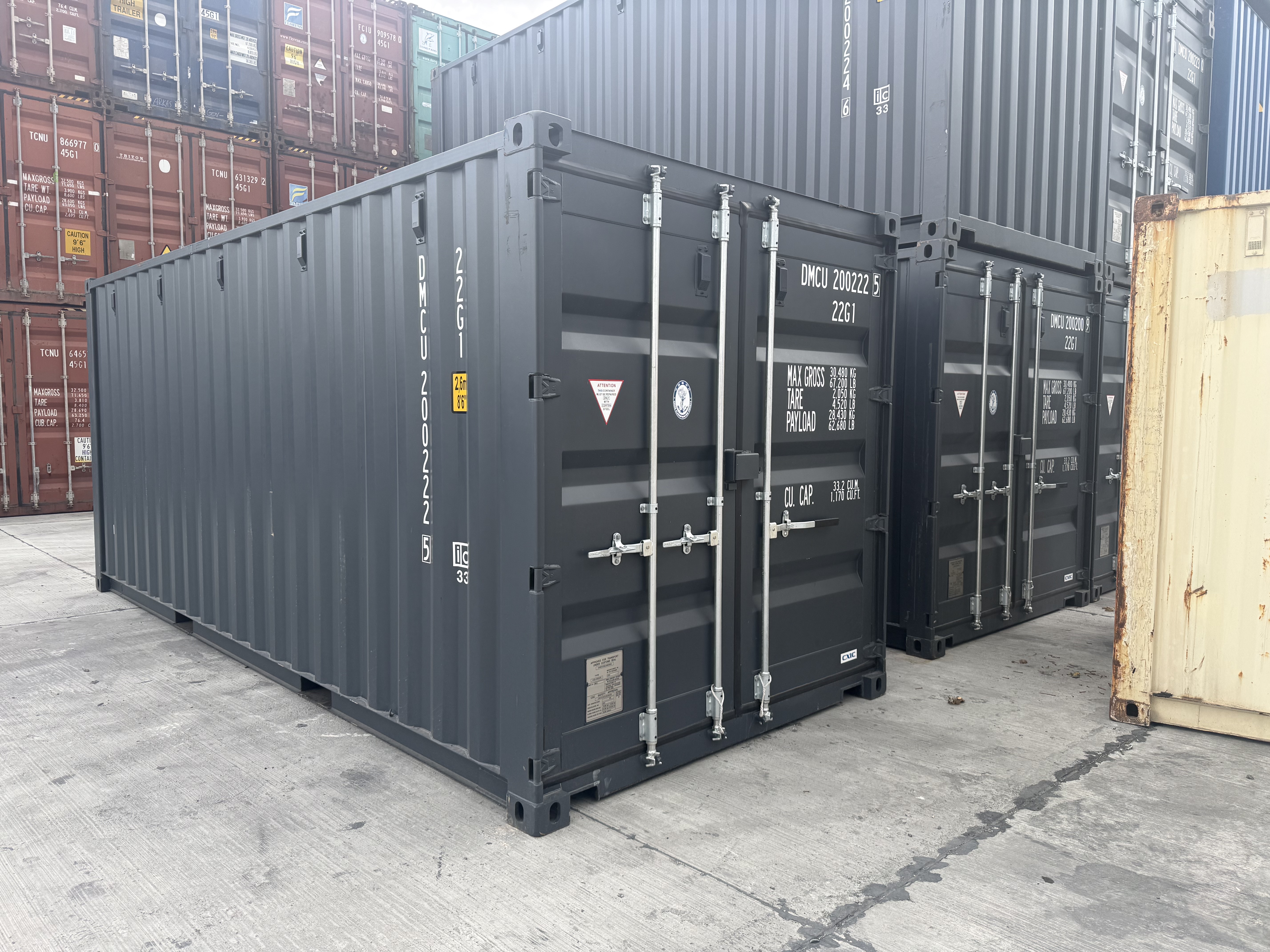 Used 20FT standard shipping container in grey