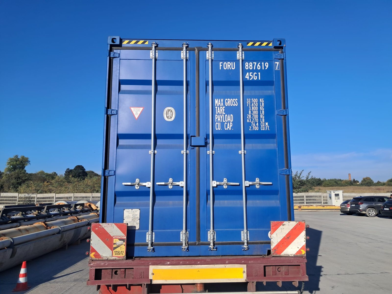 Used 40FT high cube shipping container in blue